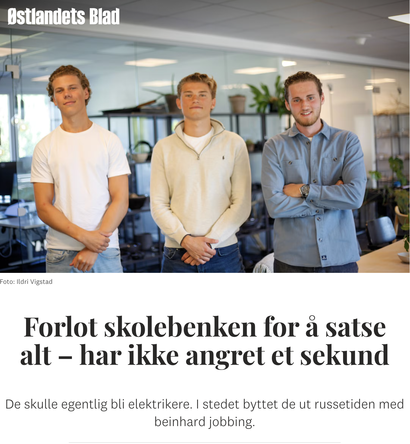 Artikkel i Østlandets Blad om teamet bak Veiser